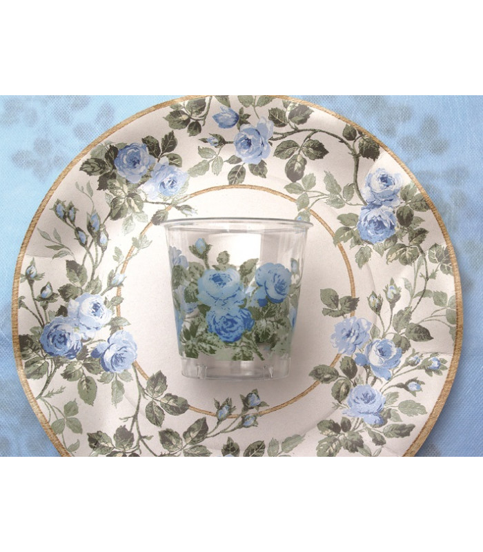 Piatti Piani di Carta a Petalo Itaca Blu 27 cm Extra